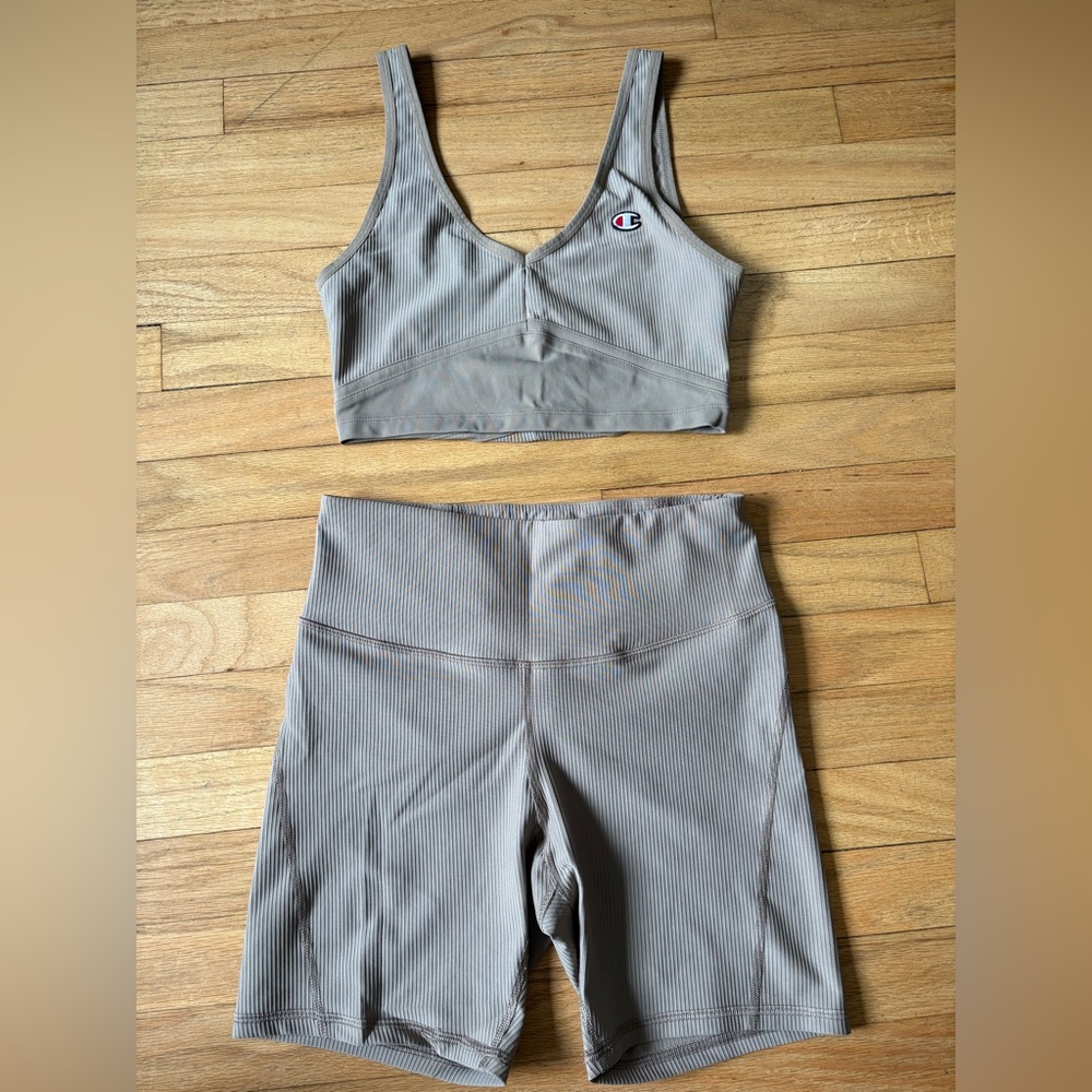 Champion Taupe Ribbed Activewear Set